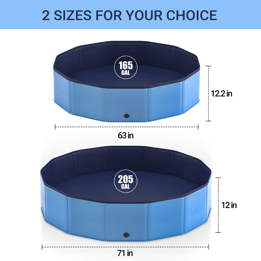 63 Foldable Dog Pool for Large Dogs, Portable Hard Plastic PVC Pet Bathing Tub, Outdoor Collapsible Swimming Pool for Pets Dogs and Cats, 63 x 12 Inches