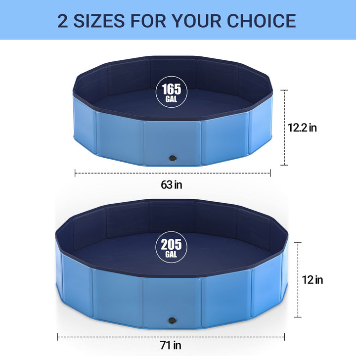 63 Foldable Dog Pool for Large Dogs, Portable Hard Plastic PVC Pet Bathing Tub, Outdoor Collapsible Swimming Pool for Pets Dogs and Cats, 63 x 12 Inches