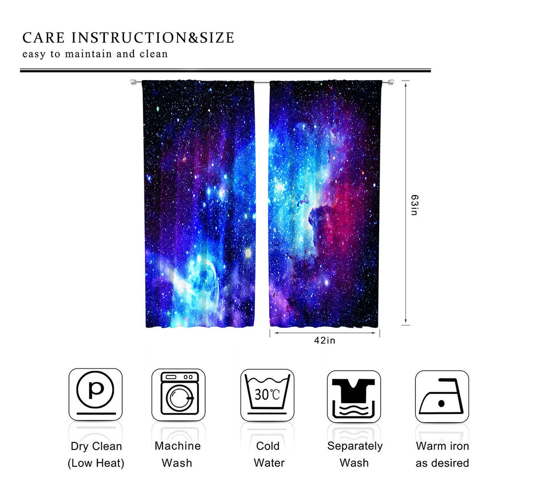 Riyidecor Galaxy Outer Space Nebula Curtains (2 Panels 