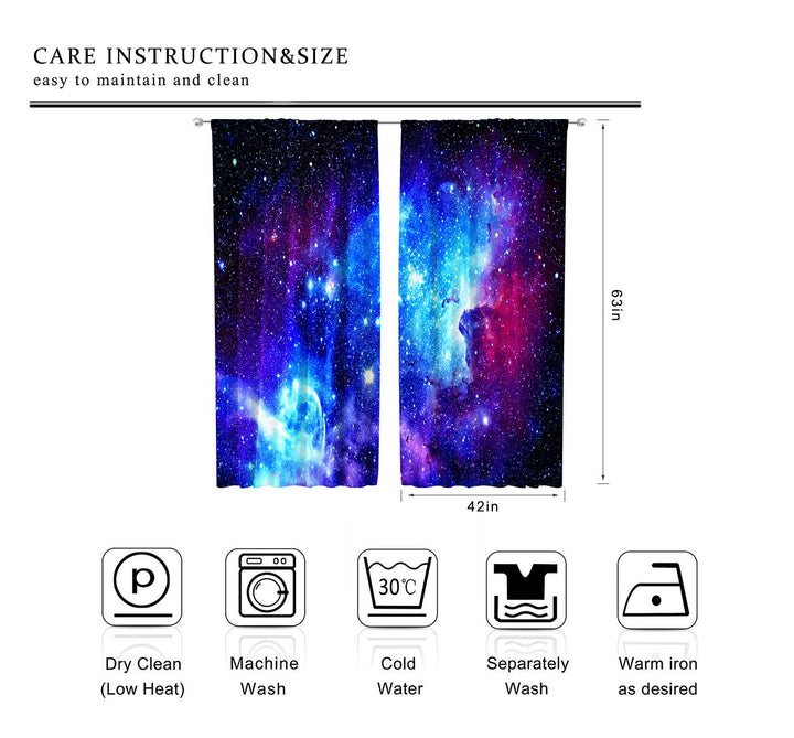 Riyidecor Galaxy Outer Space Nebula Curtains (2 Panels 