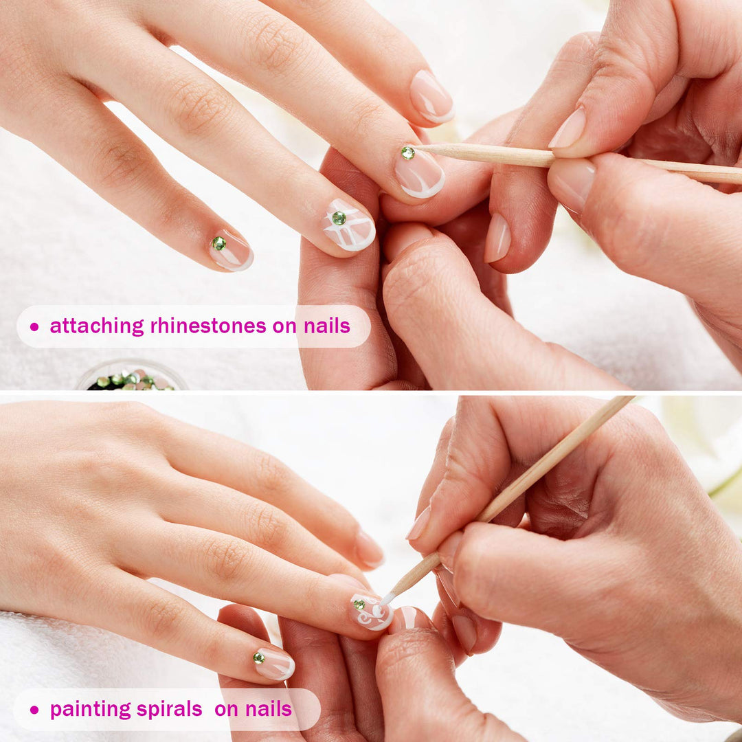 200 Pieces Nail Art Pedicure Tools, Include 100 Pieces Wooden Cuticle Sticks and 100 Pieces Mini Nail Files Disposable for Women, Plastic Case Package