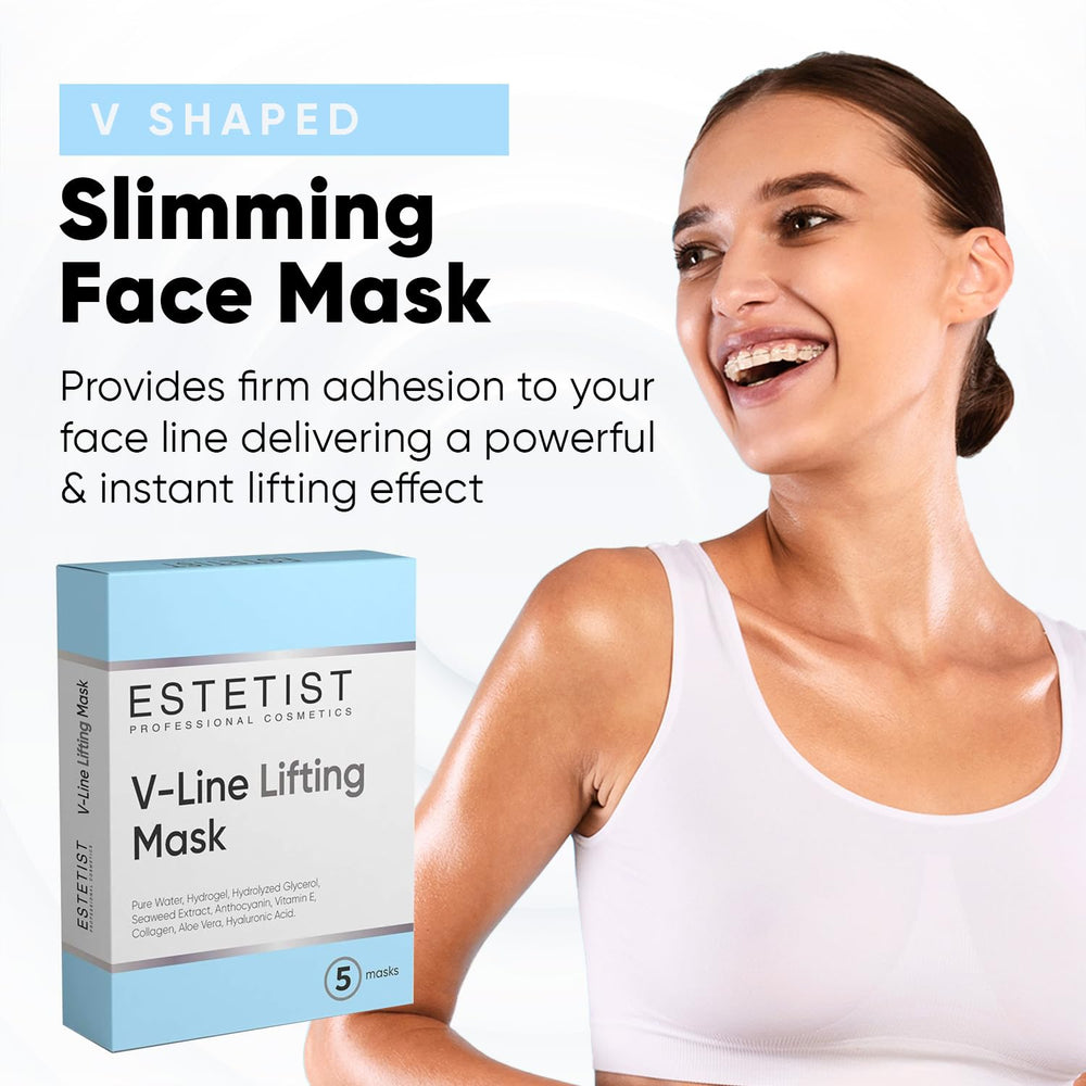 V Shaped Slimming Face Mask, Face Lift Tape Tightening Mask Anti Aging Anti Wrinkle Firming Jawline Slimmer V Line Lifting Belt Face Patch For Firming and Tightening Skin (5 Pack)