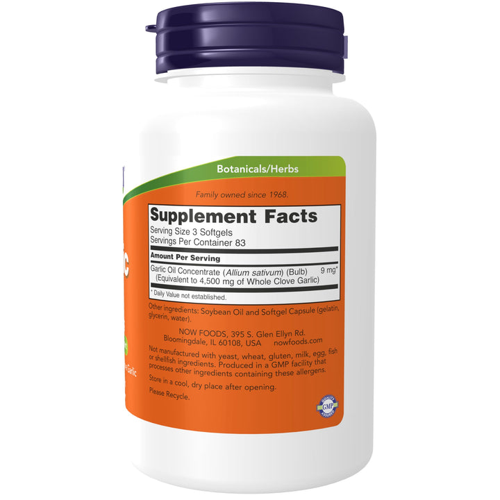 NOW Foods Supplements, Garlic Oil 1500 mg, Serving Size