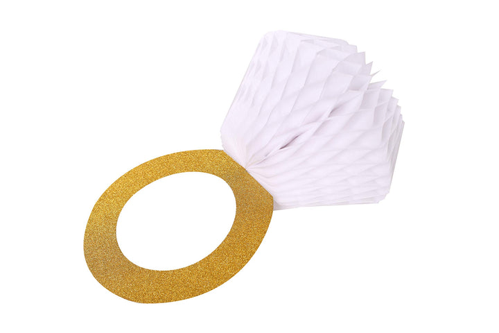 Bachelorette Party Decorations|Bridal Shower Supplies| Honeycomb Ring Hanging Decorations,Glitter Gold Diamond Ring,Perfect for Engagement Wedding Party and Bridal Shower