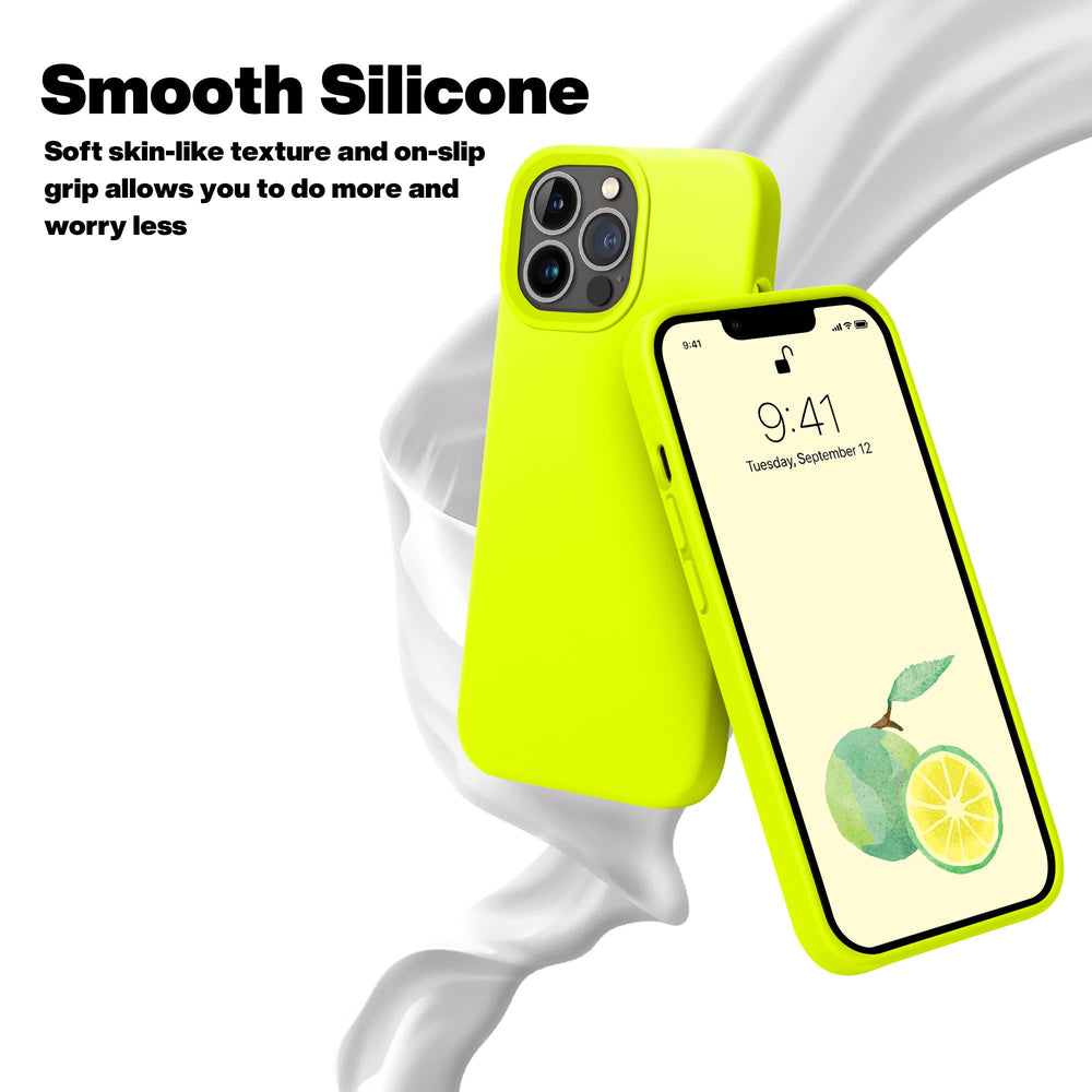 Designed for iPhone 13 Pro Max Case, Silicone Shockproof Slim Thin Phone Case for iPhone 13 Pro Max 6.7 inch (Fluorescent Yellow)