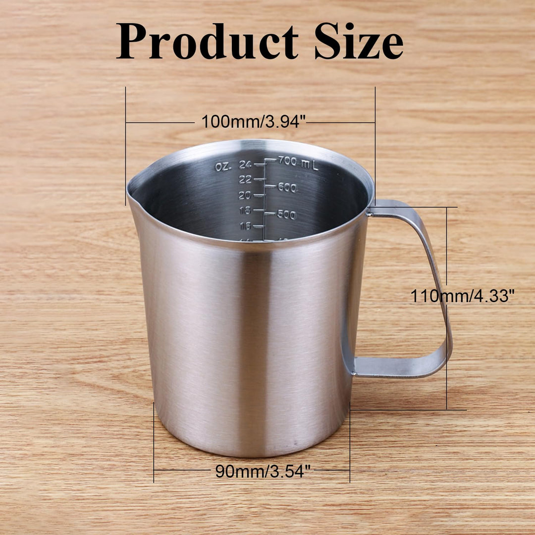 Measuring Cup with Handle 24 Ounce 304 Stainless Steel Graduated Beaker 700ml Measuring Beaker for Lab Kitchen Restaurants Bars 1Pcs