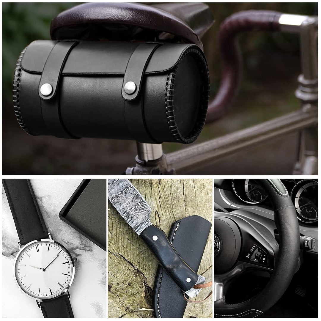 Black Leather Sheets for Crafts Tooling Leather Square 1.8-2.1mm Thick Full Grain Leather Pieces Genuine Cowhide Leather for Crafts Sewing Hobby Workshop 12x12