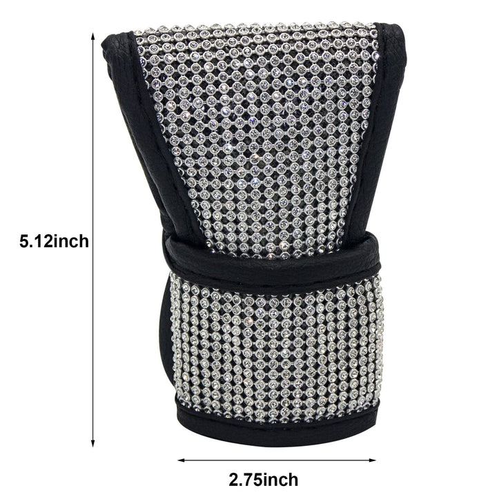 Bling Auto Gear Shift Knob Cover for Women/Lady/Girl - PU Leather Shift Gear Cover with Bling Rhinestones - Car Interior Accessories Universal Fit for SUV Truck (1 Pack Gear Shift Cover)