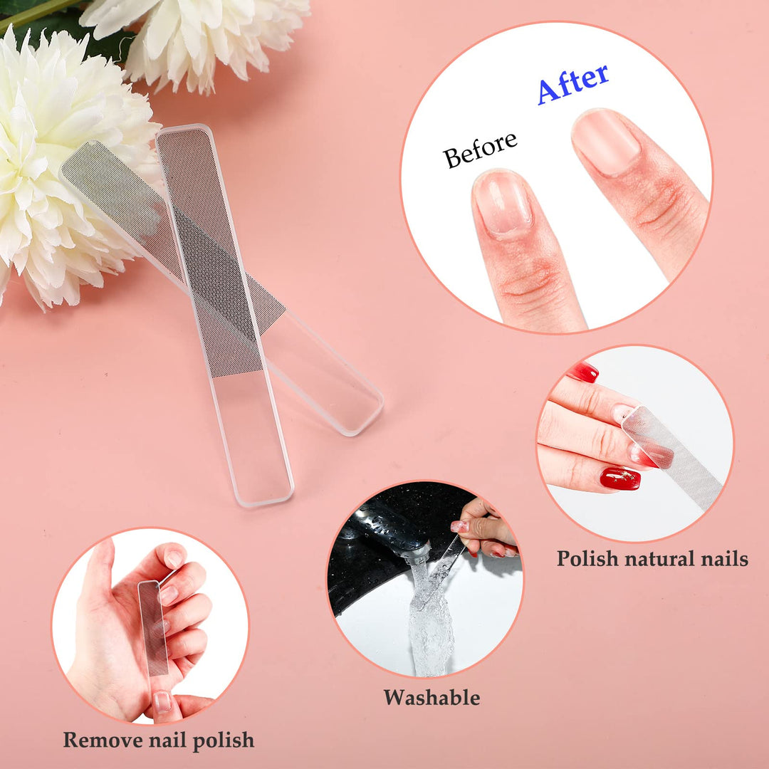 6 Pcs Glass Nail File and Nail Shiner Set includes 2 Manicure Pedicure Glass Nail File 1 Cuticle Trimmer 2 Nano Finger Nail File 1 Nano Foot Scrubber Callus Remover Foot Care Pedicure (Blue Gradient)