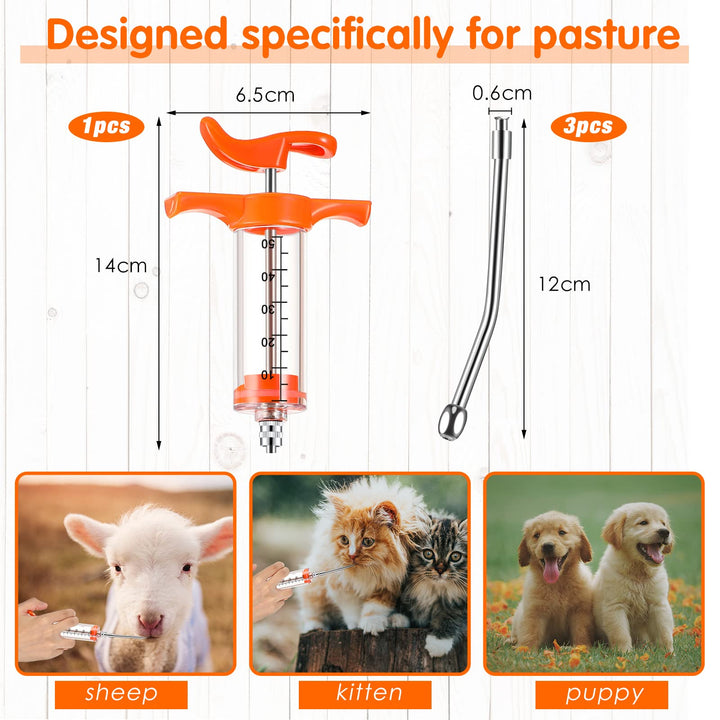 50 ml Goat Drench Syringe with 3 Drench Nozzle Adjustab