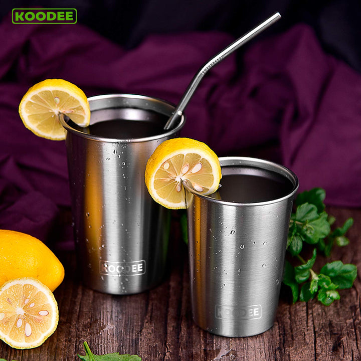 koodee 16 oz Stainless Steel Pint Cups,Camping Cups,Wat