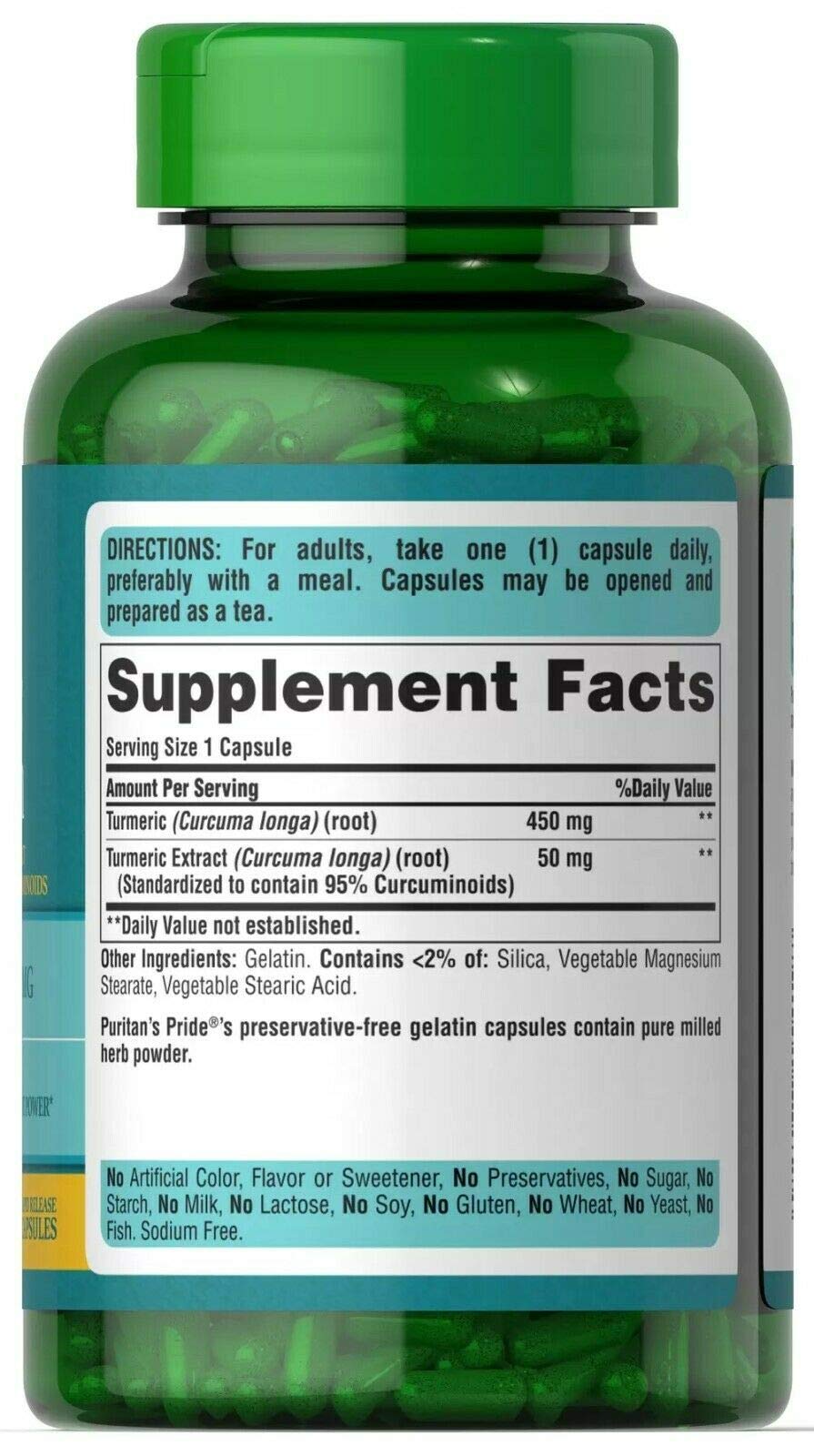 Puritan's Pride Turmeric Curcumin 500mg, Standarize