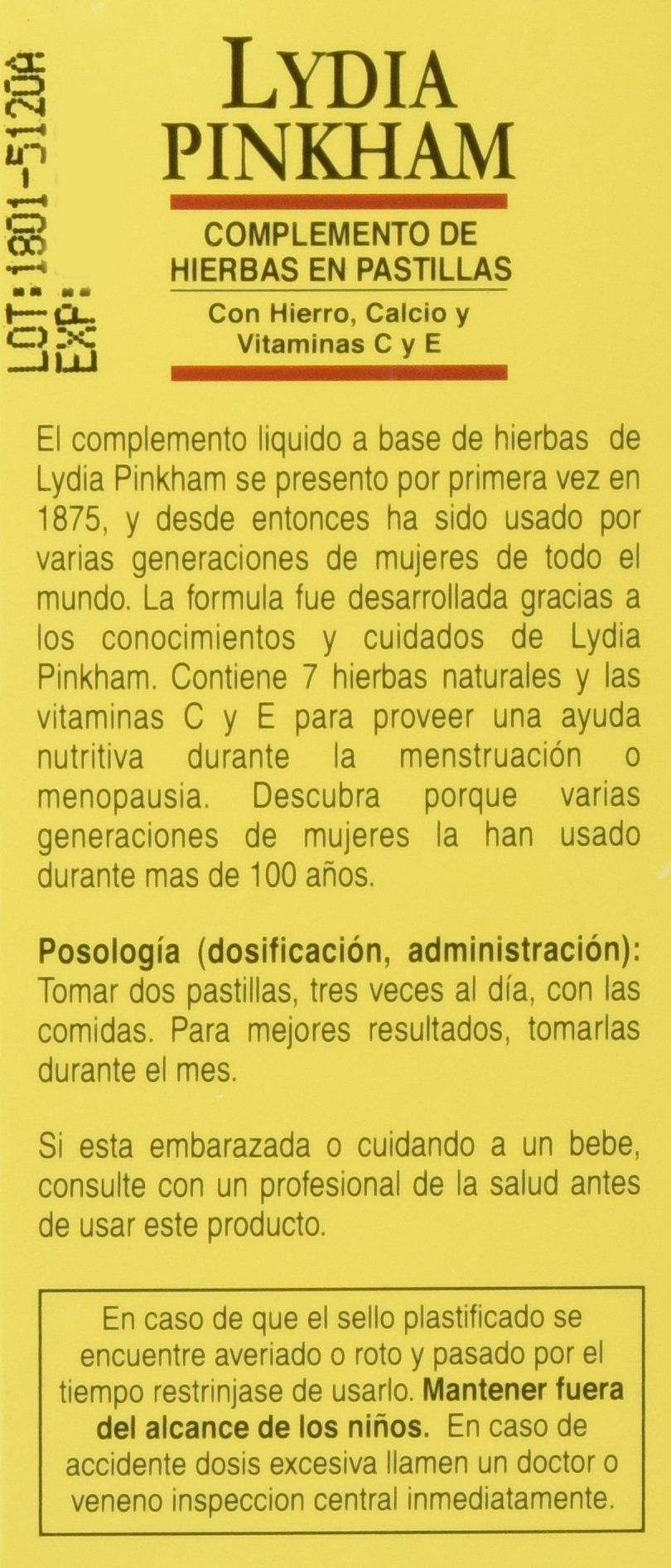 Lydia Pinkham Herbal Supplement, 72 Tabs