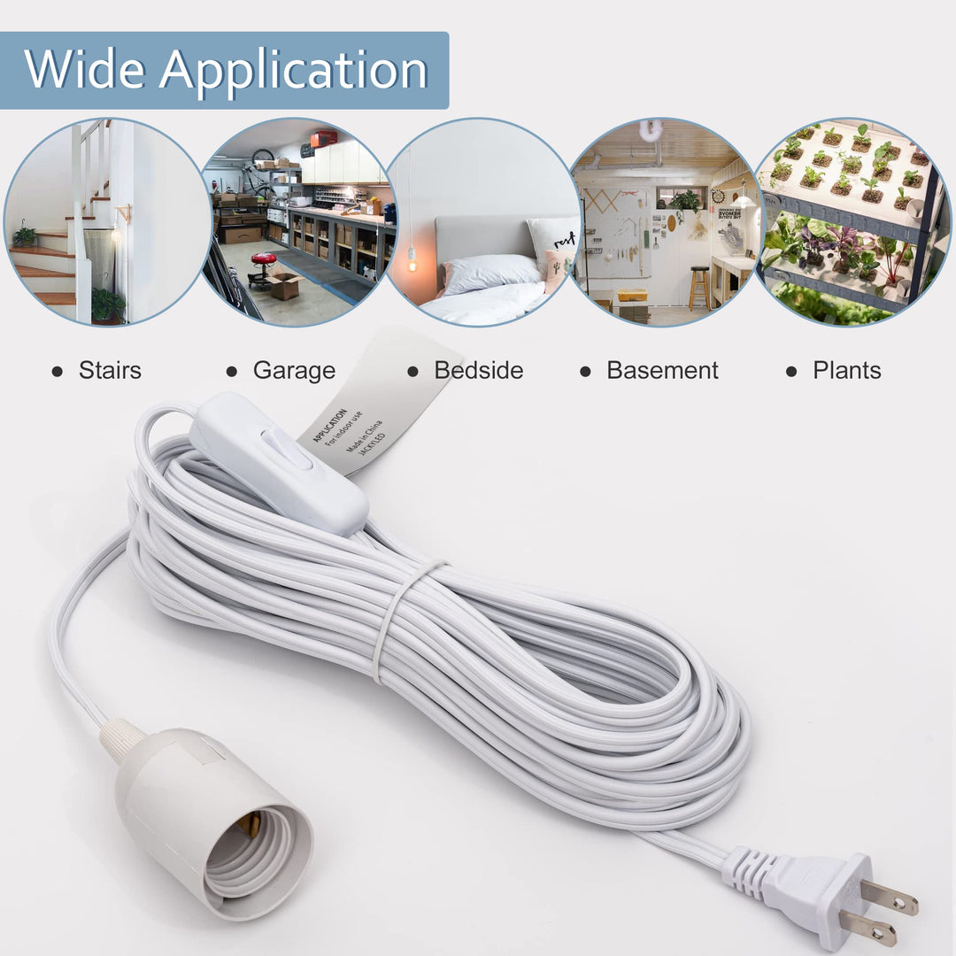 Extension Hanging Lantern Cord Cable 2-Pack 20ft UL 360W with E26 E27 Socket On/Off Button Pendant Lighting