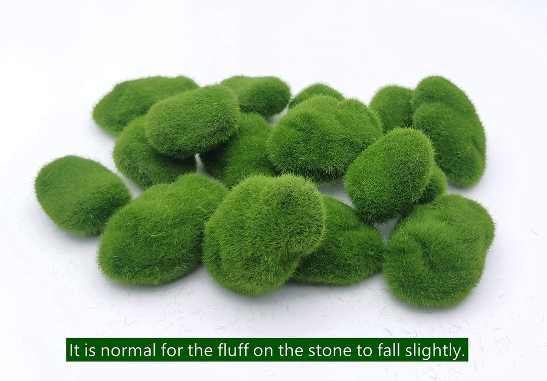 16 Pieces (2 Size) Artificial Moss Rocks, Decorative Faux Green Moss Covered Stones, Green Moss Balls Fake Moss Decor for Pot Planter Fairy Gardens Floral Arrangements Craft