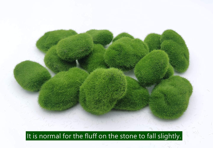 16 Pieces (2 Size) Artificial Moss Rocks, Decorative Faux Green Moss Covered Stones, Green Moss Balls Fake Moss Decor for Pot Planter Fairy Gardens Floral Arrangements Craft