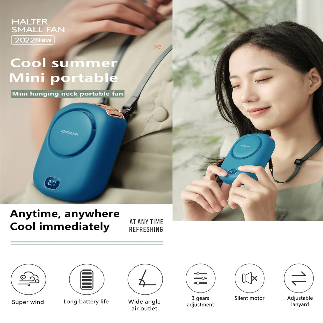 AOCOOLFAN Portable Neck Fan, Handheld Mini Fan Small Pe