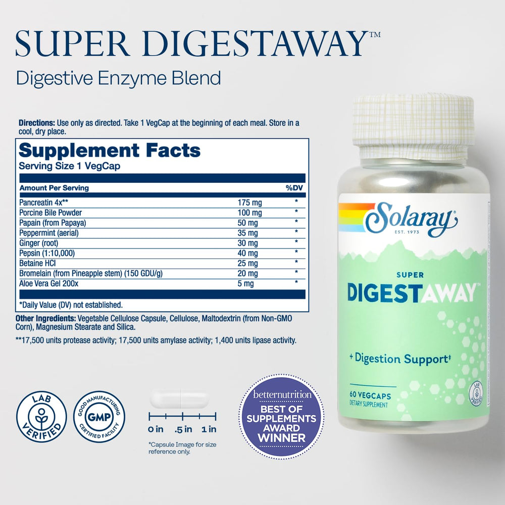 SOLARAY Super Digestaway Digestive Enzymes - Pancreatin