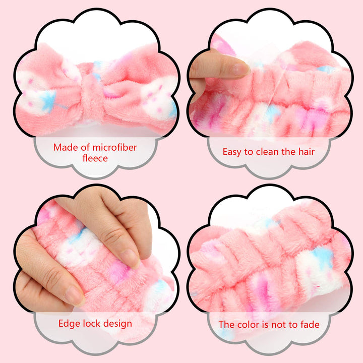 3 Pack Microfiber Bowtie Headbands Makeup Headbands Wash Spa Yoga Sports Shower Facial Adjustable Hair Band for Girls and Women (Color Set 4) : Color Set 4