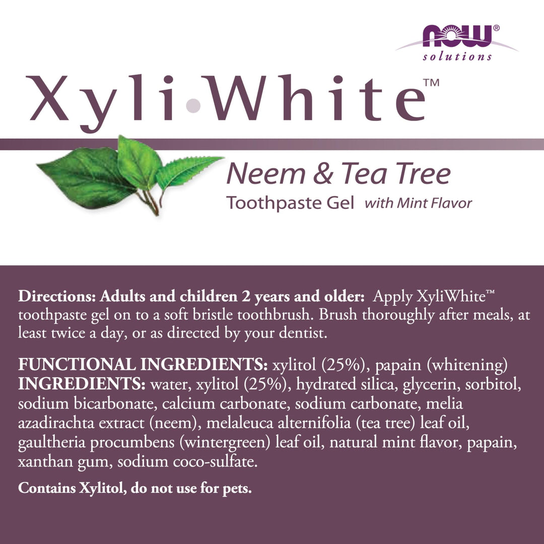 Now Foods, XyliWhite Toothpaste Gel, Neem &amp; Tea