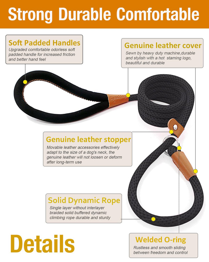 lynxking Dog Leash Slip Lead 5 6 8 FT Dog Training Leash Strong Heavy Duty Braided No Pull Training Lead Leashes for Small Medium Large Dogs