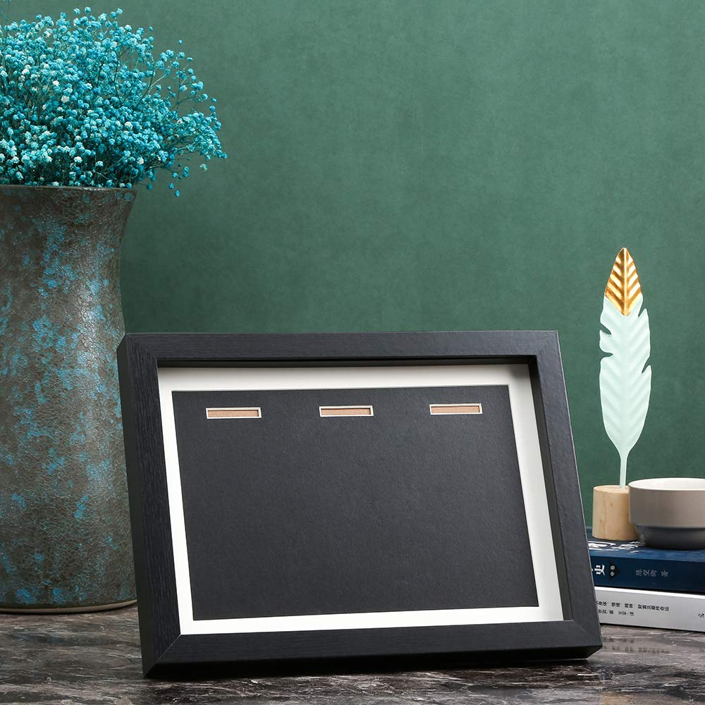 Medal Display Shadow Box - 3 Medal Display case - Perfect Medal Display for Runners, Marathon, Race Winner, Soccer, Football, Gymnastics &amp; All Sports (Black, A4)