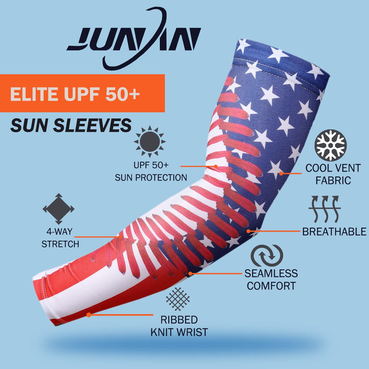 Sports Compression Arm Sleeves 1 Pair Moisture Wicking UV Protection Cooling or Warmer Non Slip Cover -Youth &amp; Adult Sizes