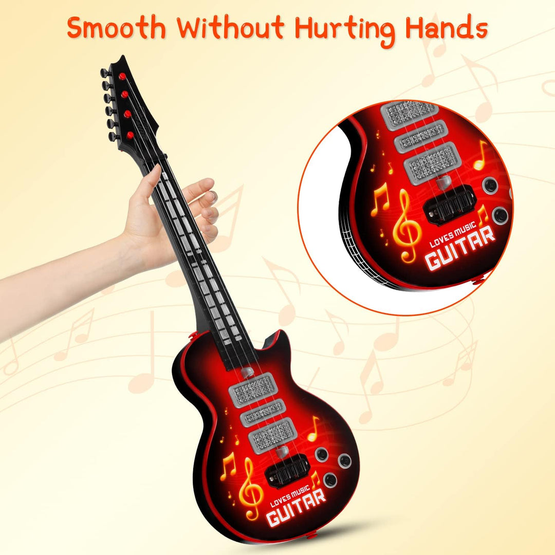 M SANMERSEN Kids Guitar 4 Strings Electric Guitar for Kids Toddler Guitar with Strap Light Up Musical Toys for 3 4 5 Year Old Boys Girls Gifts