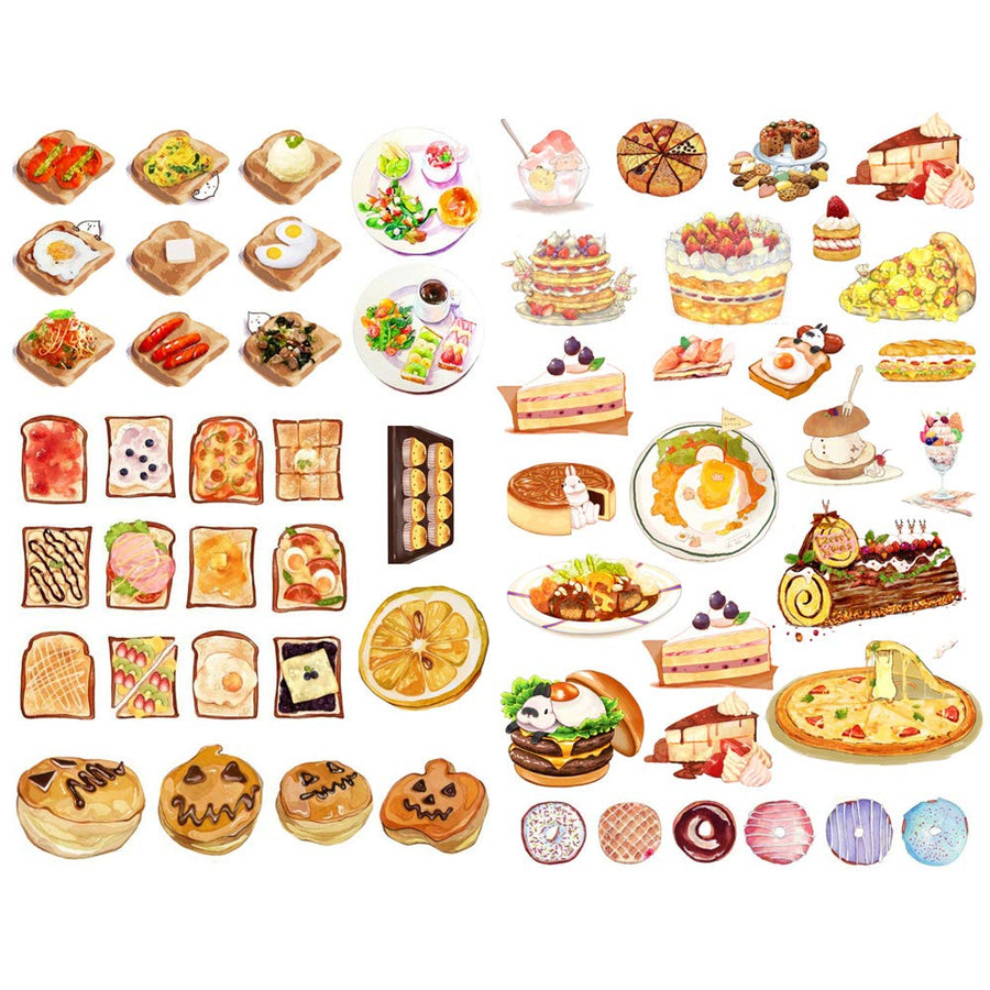 Bread Cake Pizza Food Precut Anti-UV Waterproof Decoration Notebook Planner Stickers Scrapbooking Diary Sticky Paper Flakes (PK014)