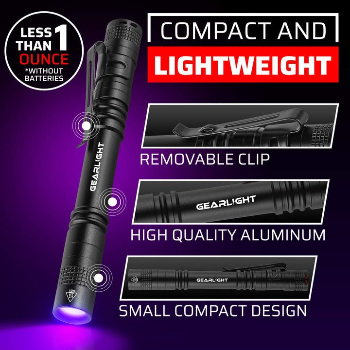 UV Black Light Flashlight S100 [2 Pack] - Mini Blacklight Ultraviolet Pen Lights for Leak and Hotel Inspection - Pet Urine, Bed Bug, Scorpion, Stain, and Dye Detector