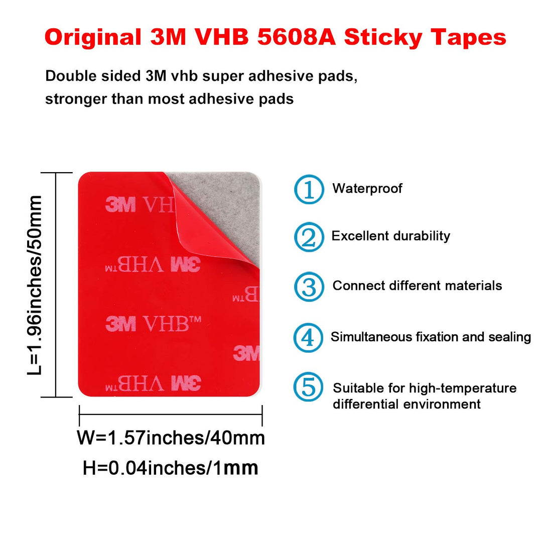 3M Double Sided Adhesive Tape Pads 20 PCS Multipurpose 3M VHB Sticky Adhesive Pads Replacement Mounting Tape with Stainless Steel Folding Scissors and Storage Box - 1.96 in x 1.57 in