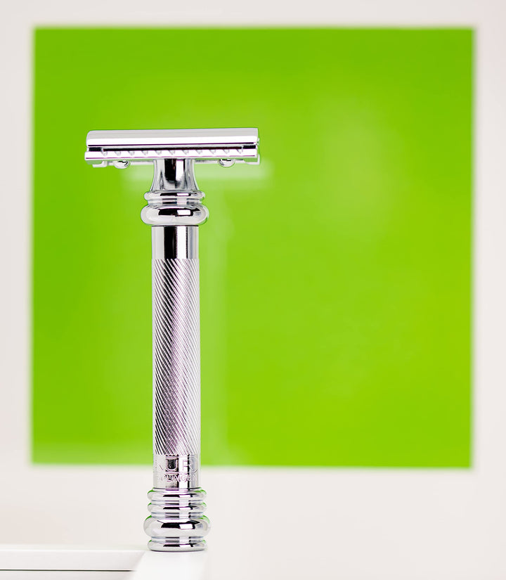 Merkur Heavy Duty Long Barber Pole Safety Razor, Chrome