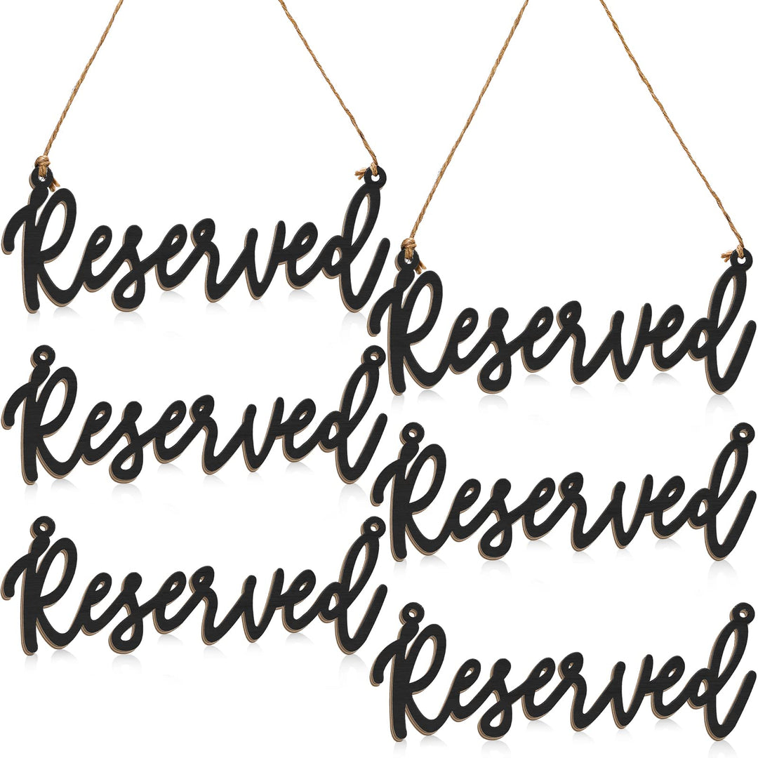 Wood Sign, 6 Pieces Reserved Unfinished Wedding Decorative Signage with Hanging Rope, Rustic Style, One Size Fits Most, for Events, Restaurants, Hotels