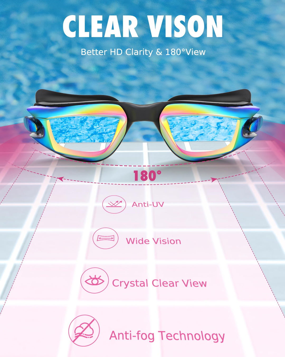 Aegend Kids Swim Goggles, Pack of 2 Swimming Goggles for Children Boys & Girls Age 3-14