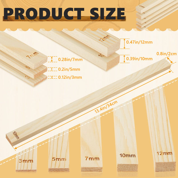 10 Pcs Pottery Teaching Rolling Mud Stick Guide 5 Size Wooden Rolling Pin Guides Sticks Set Polymer Clay Depth Guide Pottery Tools Clay Tool Mudboard Tools for Pottery Polymer Clay Thickness
