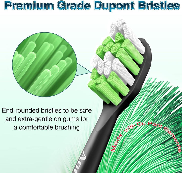 Aoremon Replacement Heads for Sonicare Philips Electric Toothbrush, Black Brush Heads Compatible with Sonicare All Snap-on Toothbrush Modle,10PCS