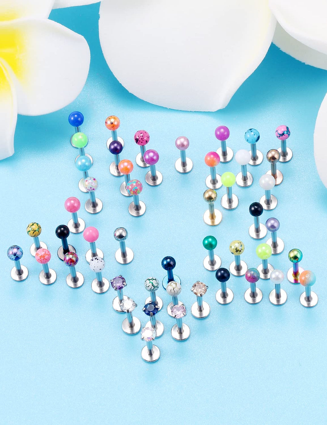 16G Lip Rings Stainless Steel Labret Monroe Lip Rings Nail Cartilage Tragus Helix Earrings Studs Ring Medusa Piercing Jewelry for Women Men 8mm