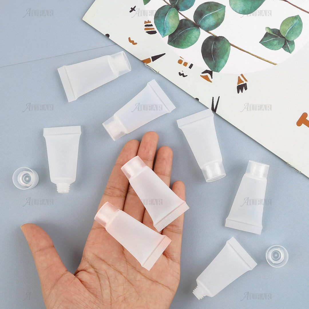 AUEAR, 24 Pack 5ml Empty Refillable Plastic Soft Tubes Squeeze Cosmetic Bottles Packing Sample Bottles Mini Containers for Body Lotion Shower Gel Shampoo Cleanser