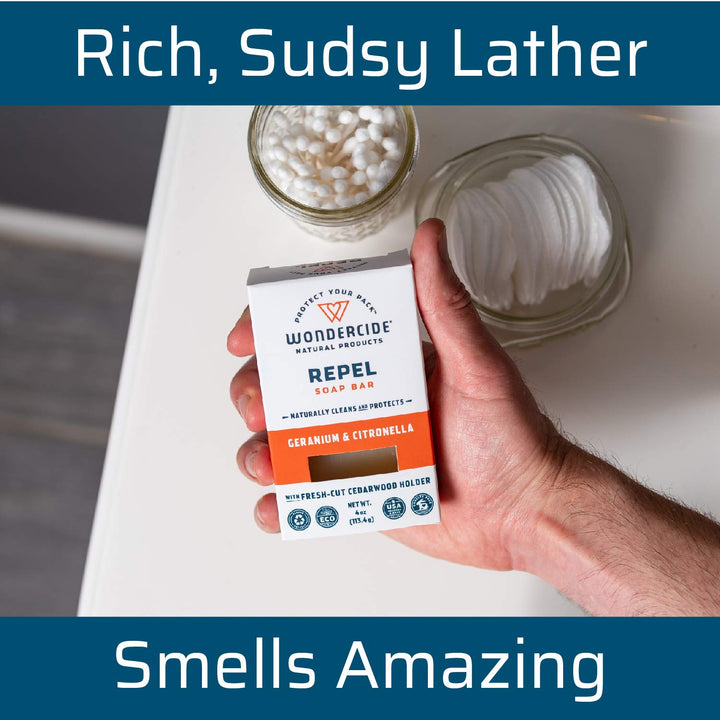 - Repel Soap Bar for Kids &amp; Family - Citronella &amp; Geranium - With Natural Essential Oils, Coconut Oil, and Shea Butter - Gentle and Moisturizing - 4oz Bath Bar