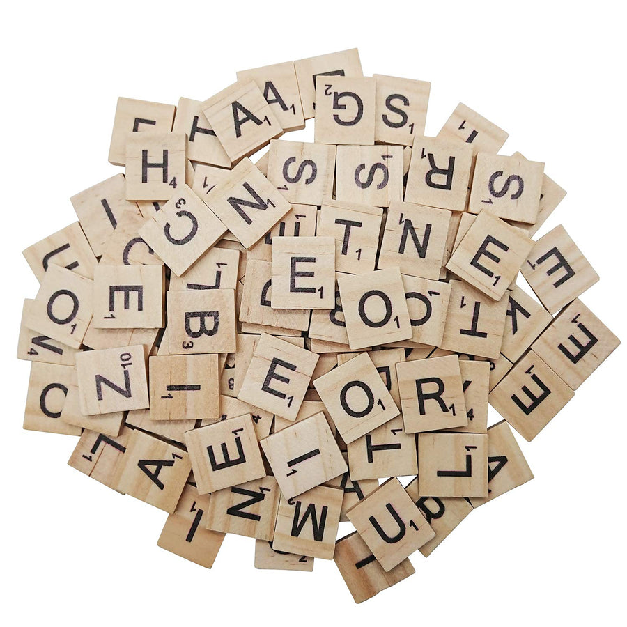 300PCS Wooden Scrabble Tiles, Scrabble Letters for Craf