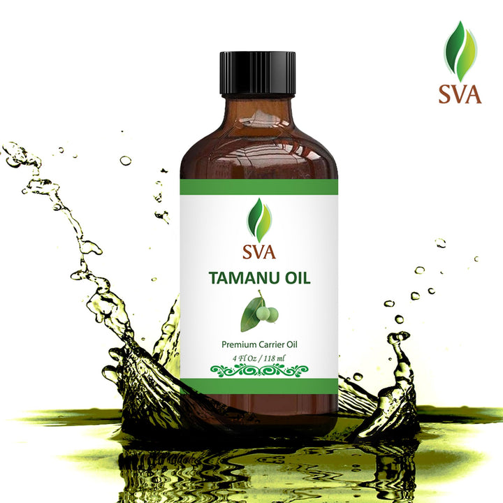 SVA Tamanu Oil - 4 Fl Oz – 100% Natural Cold Pressed Tamanu Oil - for Face, Skin Care, Hair Care, Scalp Massage &amp; Body Massage – Carrier Oil with Dropper
