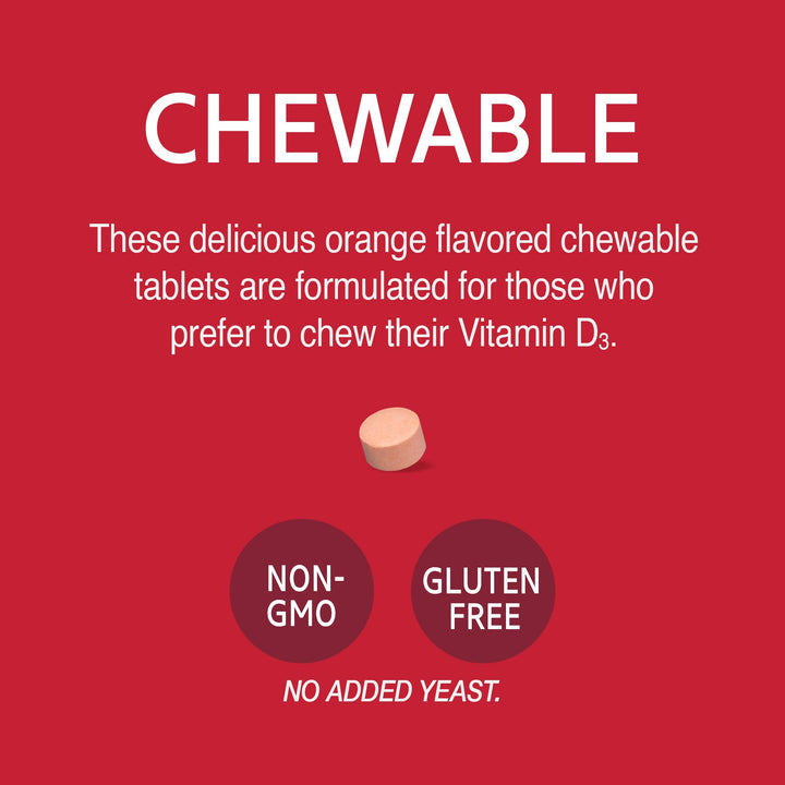 21st Century D3 400 IU Orange Chewable Tablets, 110 Count (Pack of 3)