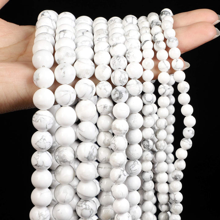 45pcs 8mm White Howlite Turquoise Round Loose Beads for Jewelry Making,Energy Healing Stone Beads,Enjoy DIY Making