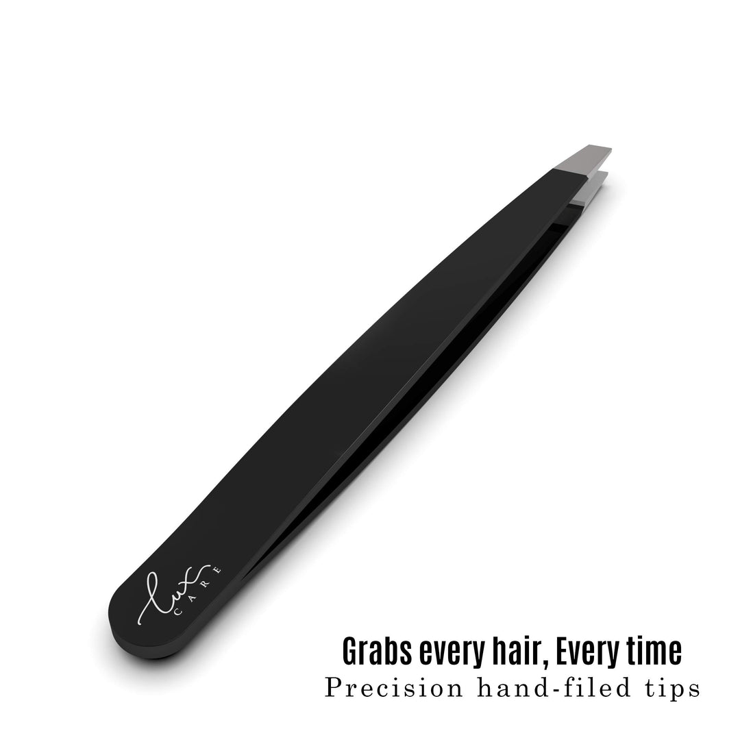 LuxCare Stainless Steel Tweezer for Eye Brows - Slant Tip Tweezer for Women and Men - Great Anti-Rust Precision Tweezer for Ingrown Hair, Facial or Chain Hair, Splinter - Versatile Surgical Tweezer