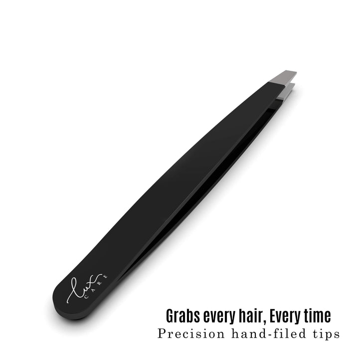 LuxCare Stainless Steel Tweezer for Eye Brows - Slant Tip Tweezer for Women and Men - Great Anti-Rust Precision Tweezer for Ingrown Hair, Facial or Chain Hair, Splinter - Versatile Surgical Tweezer
