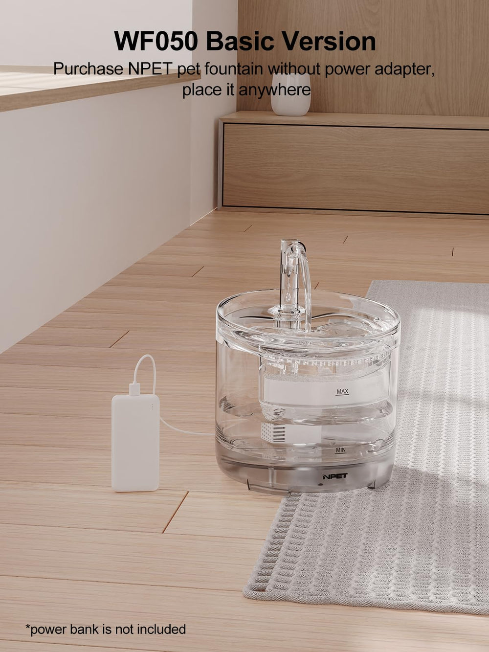 Cat Water Fountain WF050TP 1.5L Automatic Pet Drinking Fountain with Replacement Faucet Kit(No Adapter
