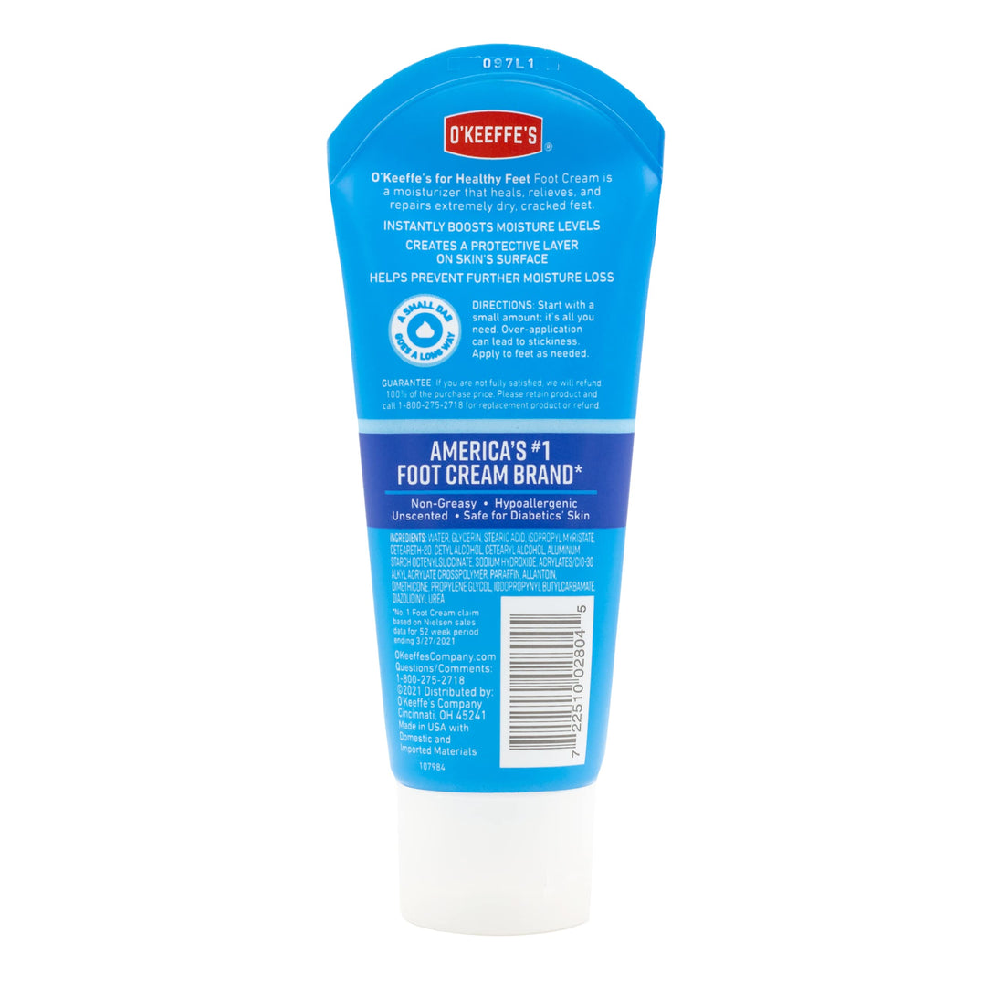 O&#39;Keeffe&#39;s for Healthy Feet Foot Cream; Guaranteed Relief for Extremely Dry; Cracked Feet; Clinically Proven to Instantly Boost Moisture Levels; 3.0 Ounce Tube; (Pack of 1)