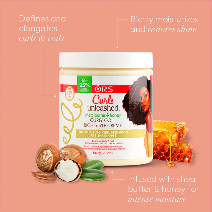 Shea Butter &amp; Honey Curly Coil Rich Style Creme 20 Ounces