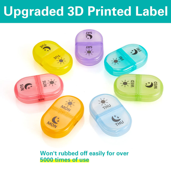Pill Organizer 2 Times a Day, Weekly Pill Box AM PM Daily Pill Cases Medicine Box (Multicolor)