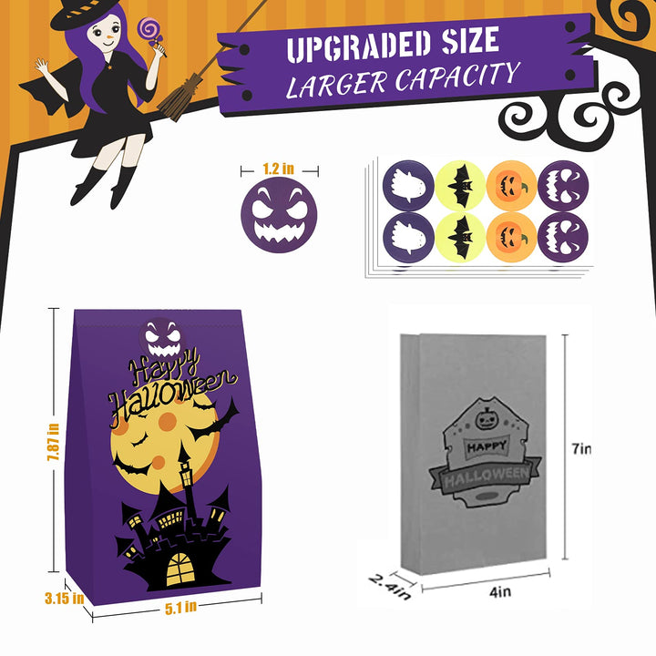 Halloween Treats Bags - 50 PCs Halloween Paper Bags for